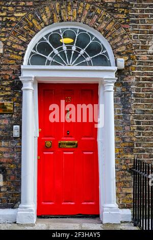 Republic of Ireland; Dublin, painted georgian door at merrion square Stock Photo