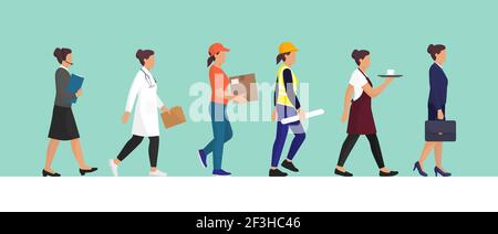 Woman changing her career, reskilling and career development concept Stock Vector