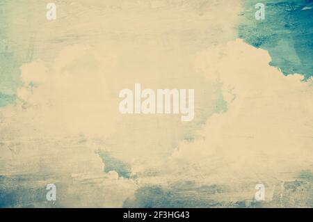 Sky & clouds image on old concrete wall texture - vintage (retro) color effect Stock Photo