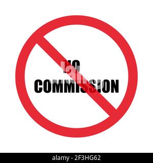 No commission sign. Zero commission. Isolated on white background. Flat style. Vector graphics Stock Vector
