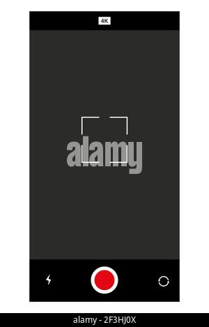 Smartphone camera interface. Video and photo recording of mobile applications, application for displaying the phone on the screen, viewfinder the blac Stock Vector