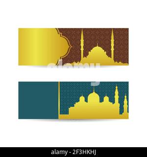 Modern Flat Elegant Islamic Mosque Building. Abstract Religious background of Ramadan Kareem. islamic background banner Stock Vector