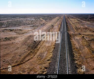 Australia, South Australia ; railroad track through the Outback near Woomera © Marcel Malherbe Stock Photo
