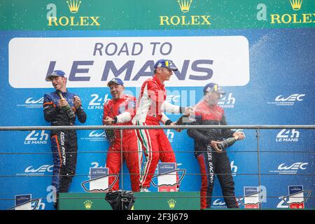 51 ULRICH Christoph (che), MEDIANI Maurizio (ita), Ferrari 488 GT3 team Spirit of Race, podium during the 2018 Road to le Mans, from June 13 to 17 at Le Mans circuit, France - Photo: Xavi Bonilla / DPPI Stock Photo