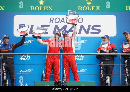 51 ULRICH Christoph (che), MEDIANI Maurizio (ita), Ferrari 488 GT3 team Spirit of Race, podium during the 2018 Road to le Mans, from June 13 to 17 at Le Mans circuit, France - Photo: Xavi Bonilla / DPPI Stock Photo