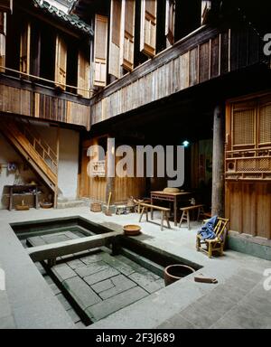 Tian jin ('rain well') in the center court of a traditional Chinese house, the Cheng Kan Village, Anhui, China Stock Photo