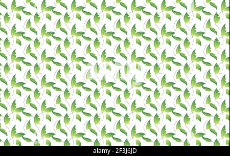 Green Leaf Pattern with Fresh Foliage and modern leaf Vector Illustration. Decorative Floral Leaves Texture Pattern Concept. Stock Vector