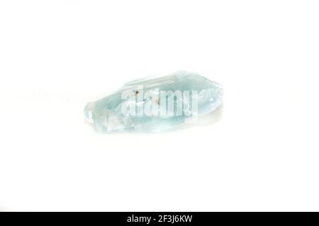 light blue beryl jewel cut crystal on a white background Stock Photo