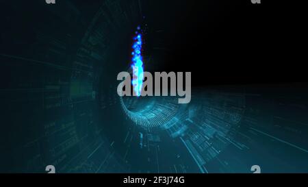 Drive through binary data digital tunnel3d illustration Stock Photo