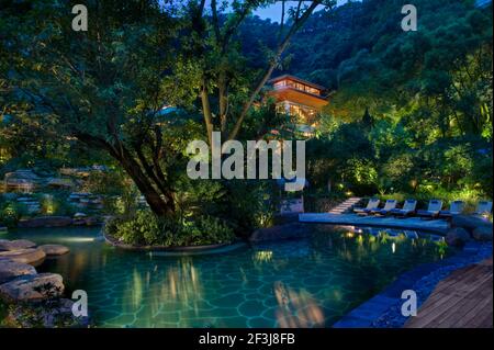 Brilliant Hot Spring Resort and Spa, Bei Bei, Chongqing, China. Bei Quan Pool #10. Stock Photo