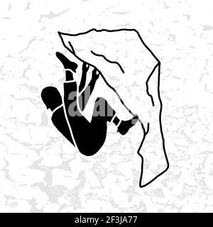 Mountain climber vector Illustration. Black silhouette. Rock climbing badge. EPS 10 Stock Vector