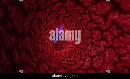 3d illustration of Virus Through A Vein Or Artery Stock Photo