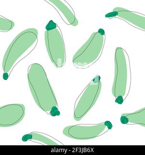 Zucchini seamless pattern. Simple flat hand drawn background vector design template. Healthy vegan food. EPS 10 Stock Vector
