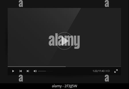 Video player website screen interface, mockup for design, vector illustration Stock Vector