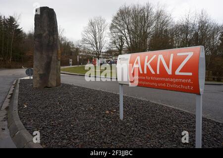 Bad Neuenahr Ahrweiler, Germany. 16th Mar, 2021. The entrance area of the Academy for Crisis Management, Emergency Planning and Civil Defence (AKNZ). The AKNZ is a training and further education institution belonging to the Federal Office of Civil Protection and Disaster Assistance. (to dpa 'Lessons from the Corona pandemic: the federal government is doing more in civil protection ') Credit: Thomas Frey/dpa/Alamy Live News Stock Photo