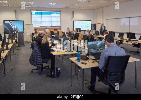 Bad Neuenahr Ahrweiler, Germany. 16th Mar, 2021. View of a teaching room at the Academy for Crisis Management, Emergency Planning and Civil Defence (AKNZ). The AKNZ is a training and further education institution belonging to the Federal Office of Civil Protection and Disaster Assistance. (to dpa 'Lessons from the Corona pandemic: the federal government is doing more in civil protection ') Credit: Thomas Frey/dpa/Alamy Live News Stock Photo