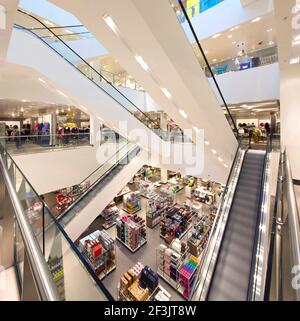 Interior of John Lewis store in the Westfield Shopping Centre in Stratford, London Stock Photo