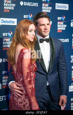 Una and Ben Foden arrive at the BT Sport Industry Awards 2014 at Battersea Evolution - London Stock Photo