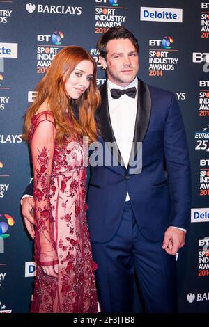 Una and Ben Foden arrive at the BT Sport Industry Awards 2014 at Battersea Evolution - London Stock Photo