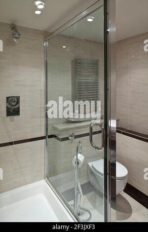 Shower cubicle in modern bathroom, London Stock Photo