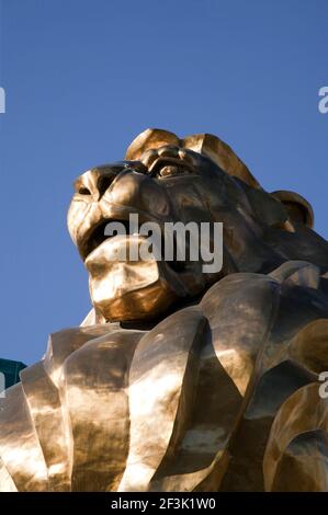 Lion statue detail, MGM Grand hotel and casino, Las Vegas, Nevada Stock Photo