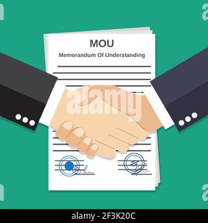 Two Businessman handshake on mou memorandum Stock Vector