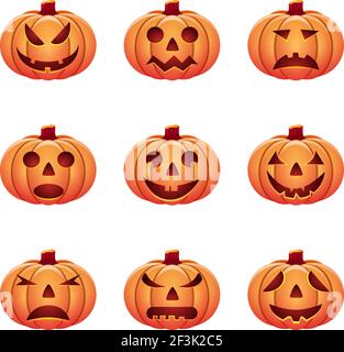 Set of pumpkins isolated on white, vector illustration Stock Vector ...