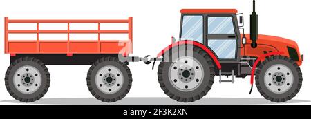 red tractor with semi-trailer Stock Vector