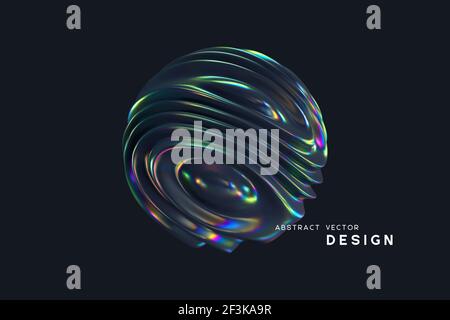 3d wavy fluorescent sphere. Stock Vector