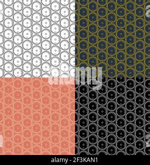 set of seamless patterns with circular saw blades. Ornament for decoration and printing on fabric. Design element. Vector Stock Vector