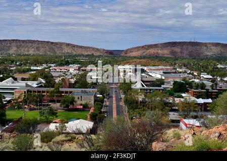 Alice Springs, NT, Australia - November 16, 2011: Cityview from Anzac Hill over the city in Northern Territory Stock Photo