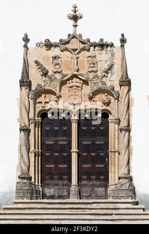 Manueline portal of Capela de Sao Miguel, University of Coimbra, Beira Litoral, Portugal (University first established in 1290) Stock Photo