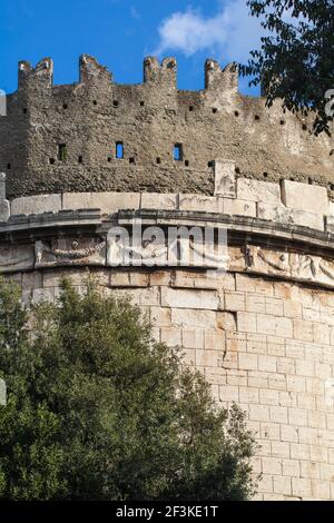 Italy, Lazio, Rome, Ancient Appian Way, Mausoleum of Cecilia Metella - Mausoleo di Cecilia Metella Stock Photo