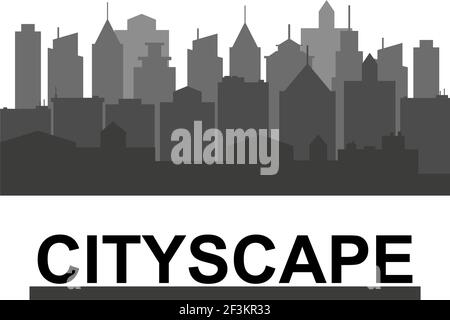 City skyline in grey colors. Buildings silhouette cityscape. Big city ...