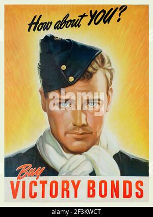 American patriotic propagand poster from time of World War II. 1941-1945 Stock Photo