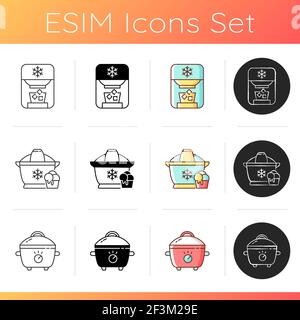 Home cooking appliance icons set Stock Vector