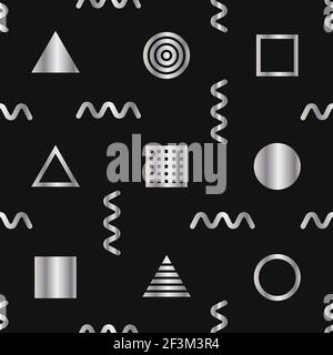 Geometric seamless pattern with circles and triangles. Memphis style for fashion. Vector abstract background Stock Vector