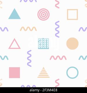 Geometric seamless pattern with circles and triangles. Memphis style for fashion. Vector abstract background Stock Vector