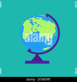 Globe isolated on green background Stock Vector