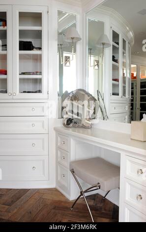 beach dressing table Dressing table and storage cupboard in bedroom of beach house, Campo Cove  in Loma Linda, California, USA Stock Photo