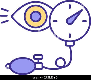 Eyes pressure test RGB color icon Stock Vector