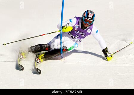 ALPINE SKIING - WORLD CUP 2011/2012 - WENGEN (SUI) - 15/01/2012 - PHOTO : GERARD BERTHOUD / DPPI - MEN SLALOM - Cristian DEVILLE (ITA) Stock Photo