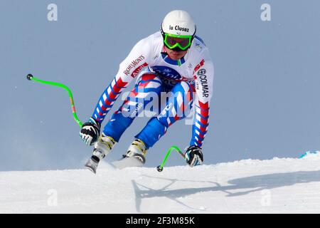 ALPINE SKIING - WORLD CUP 2011/2012 - CHAMONIX (FRA) - 04/02/2012 - PHOTO : GERARD BERTHOUD / DPPI - MEN DOWNHILL 2 - Johan CLAREY (FRA) Stock Photo