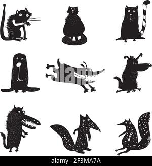 Vector set of funny cartoon animals Stock Vector