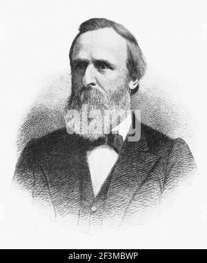 Portrait of president Rutherford Birchard Hayes.  Rutherford Birchard Hayes (1822 – 1893) was the 19th president of the United States from 1877 to 188 Stock Photo