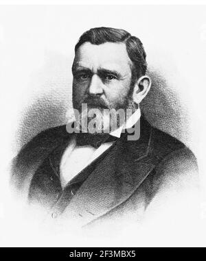 Portrait of president Ulysses S. Grant. Ulysses S. Grant (1822 – 1885) was an American soldier and politician who served as the 18th president of the Stock Photo