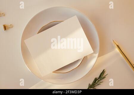 Paper card mock-up in minaimalist style Stock Photo