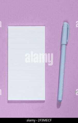 empty note isolated on purple background. space for text, mock up template Stock Photo