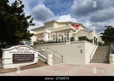 WHITTIER, CALIFORNIA 12 MAR 2021: The Ruth Shannon Center for Performing Arts on the Campus of Whittier College. Stock Photo