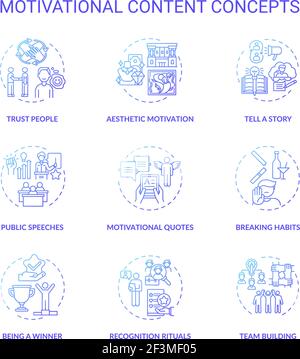 Motivational content concept icons set Stock Vector